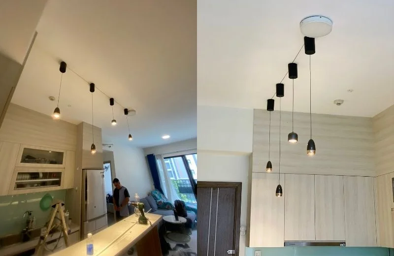 Phối đèn thả hiện đại THD23D thành cụm cho bàn ăn