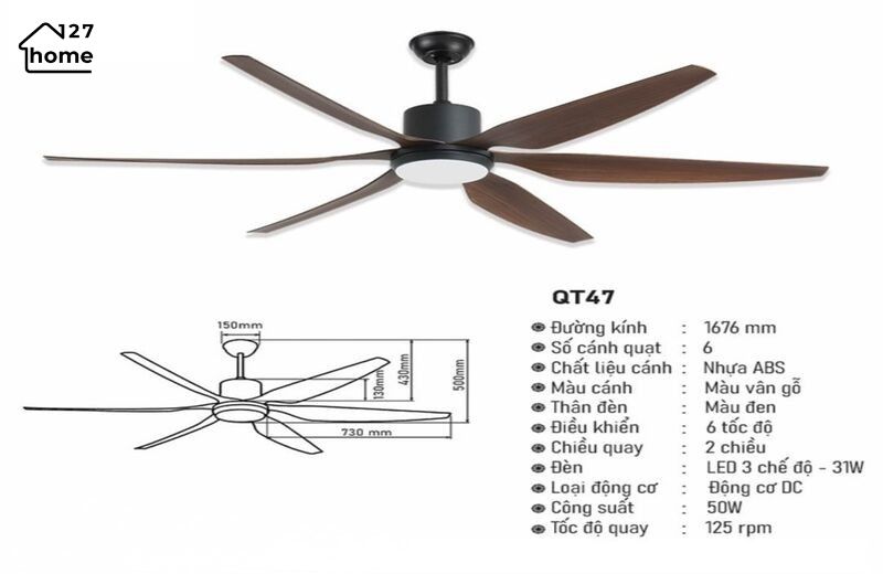 Thông tin chi tiết về Đèn Quạt Trần Arnord QT47
