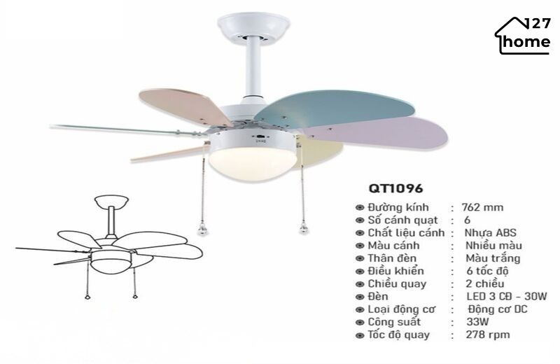 Thông tin chi tiết về Đèn Quạt Trần Aurora QT1096
