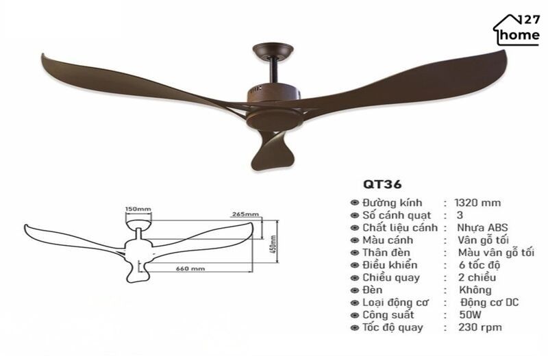 Thông tin chi tiết về Quạt Trần Ayya QT36
