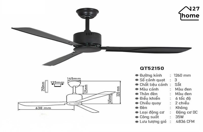 Thông tin chi tiết về Quạt Trần Meredith QT52150