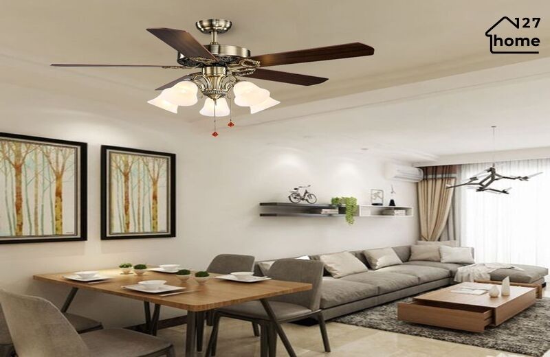 Kiểu dáng và chất liệu của Đèn Quạt Trần Delavine QT5214