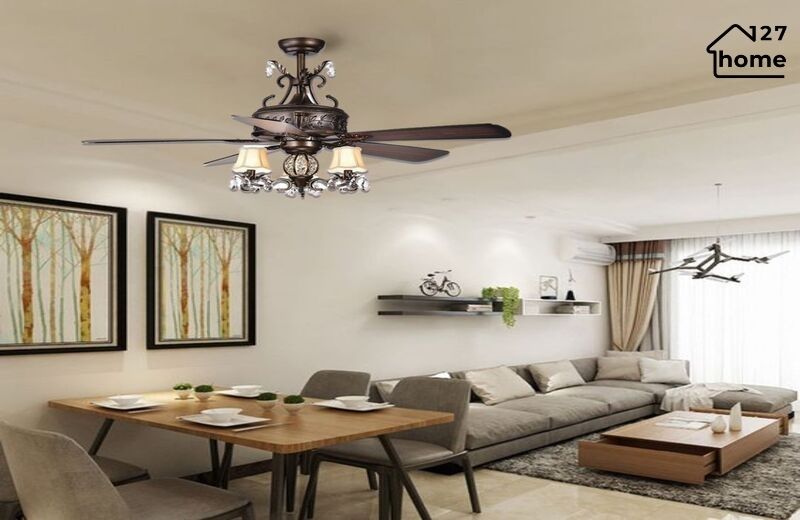 Kiểu dáng và chất liệu của Đèn Quạt Trần Garrich QT42055