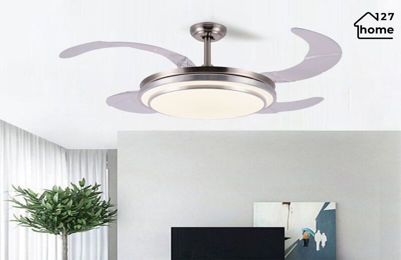 Kiểu dáng và chất liệu của Quạt Trần Giấu Cánh Linen QT4203