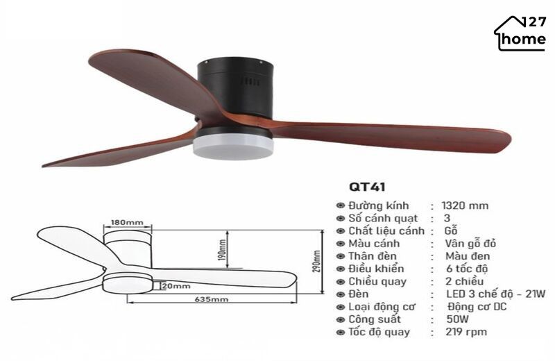Thông tin chi tiết về Đèn Quạt Trần Canon QT41