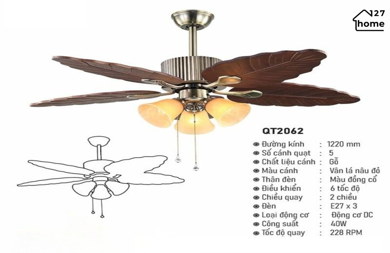 Thông tin chi tiết về Đèn Quạt Trần Harold QT2062