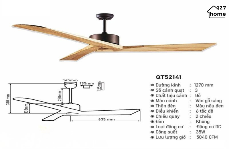 Thông tin chi tiết về Quạt Trần Elias QT52141