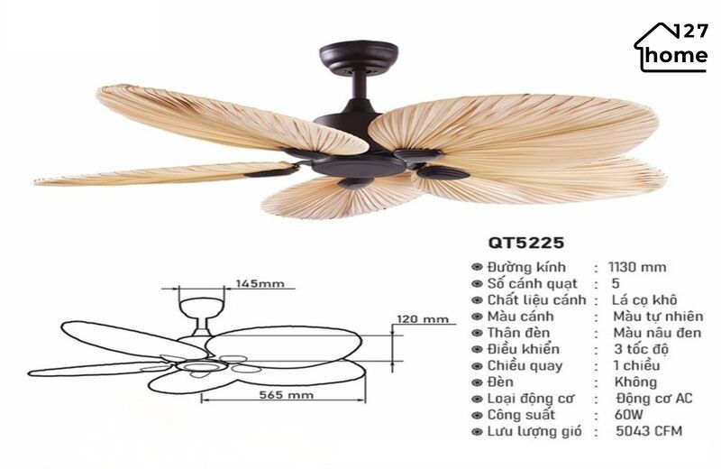 Thông tin chi tiết về Quạt Trần Justin QT5225