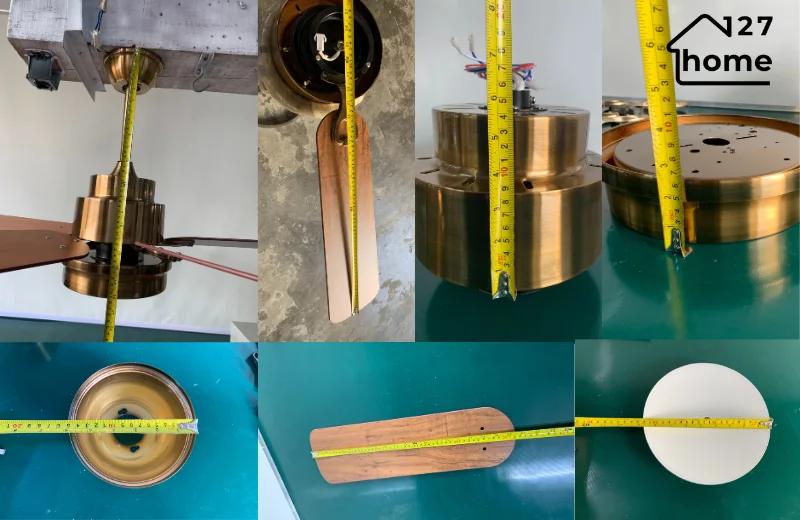 Quạt trần acry QT33C-kích thước thực tế đo bởi 127home