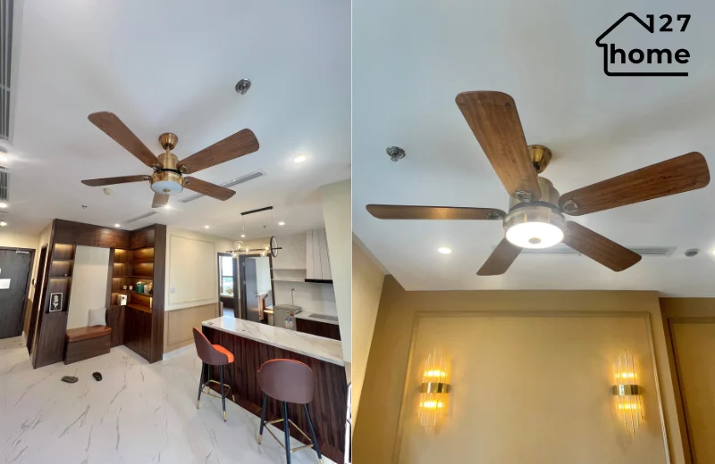 Quạt trần acry QT33C- trang trí phòng khách hiện đại