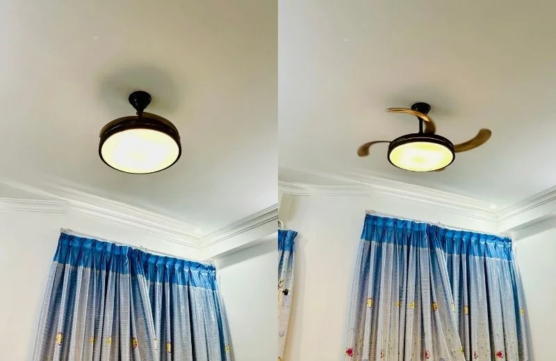 Quạt trần đèn giấu cánh QT4293 có khả năng mở hoặc xếp cánh quạt 
