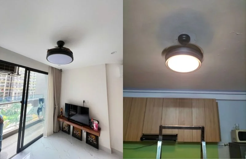 Quạt trần đèn giấu cánh QT4293 thiết kế hiện đại cho căn hộ, phòng khách, bàn ăn