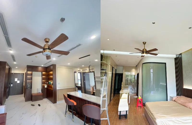 Ảnh thật Quạt Trần Đèn QT33C tại nhà khách 