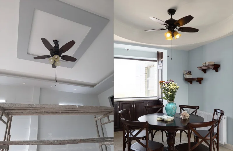 Ảnh thật Quạt Trần Đèn QT4224 lắp đặt tại nhà khách