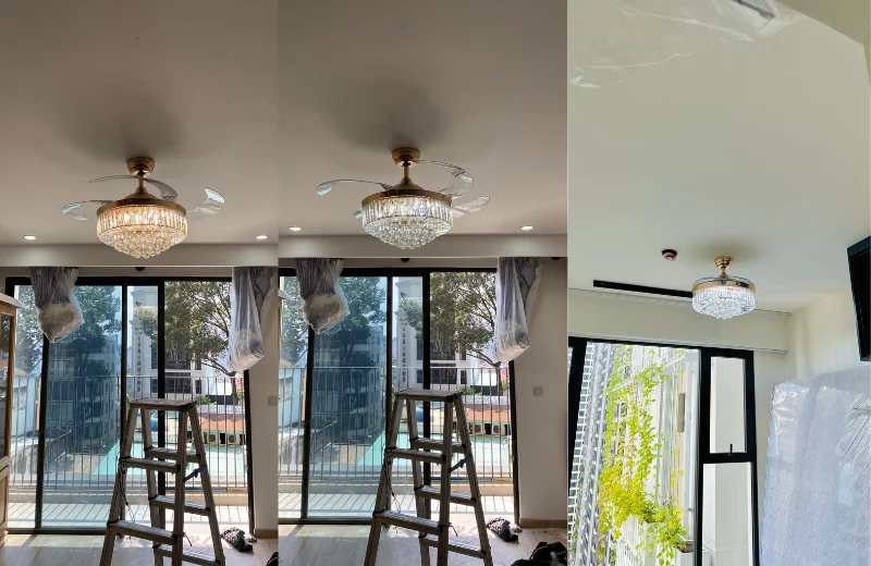 Ảnh thật Quạt Trần Đèn QT4240 thi công tại nhà khách