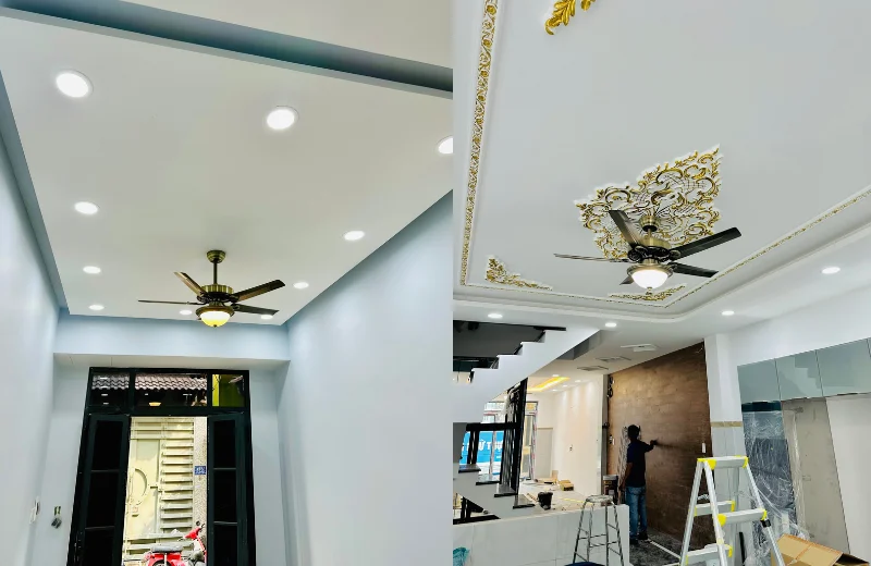Ảnh thật Quạt Trần Đèn QT48011 lắp đặt tại nhà khách 