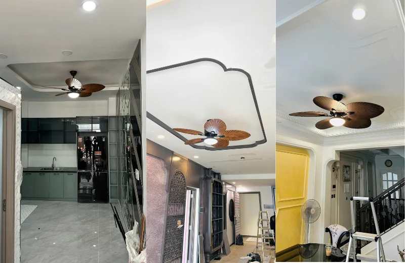 Ảnh thật Quạt Trần Đèn QT4808 lắp đặt tại nhà khách 