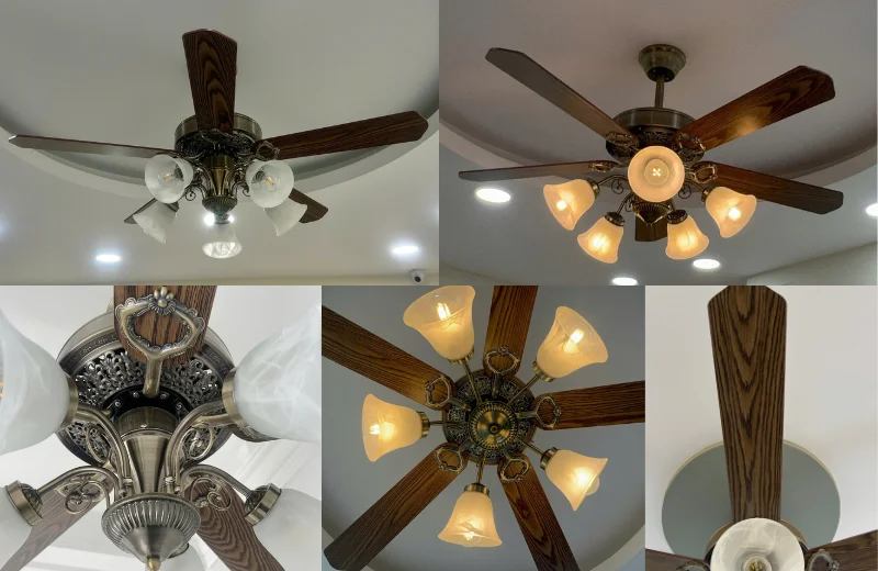 Ảnh cận chất liệu của Quạt Trần Đèn QT5214 