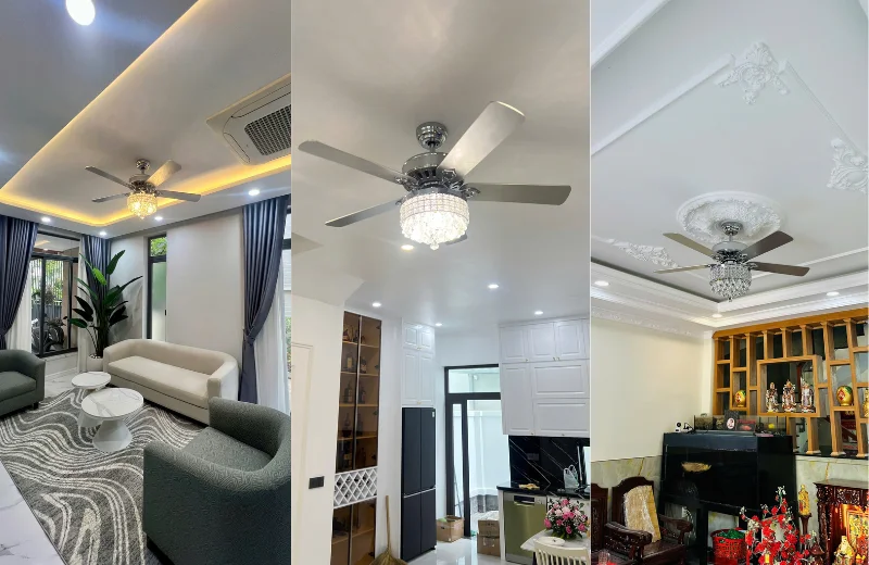 Ảnh thật Quạt Trần Đèn QT5277 lắp đặt tại nhà khách