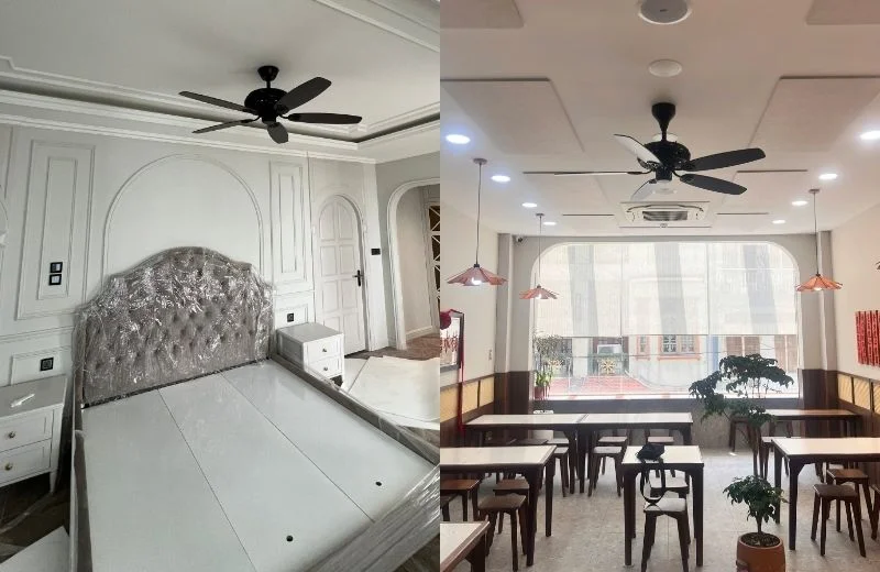 Quạt trần QT34D cho phòng ngủ, quán ăn