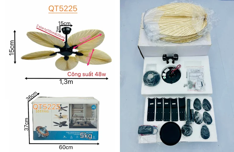 Thông số chi tiết Quạt Trần QT5225 