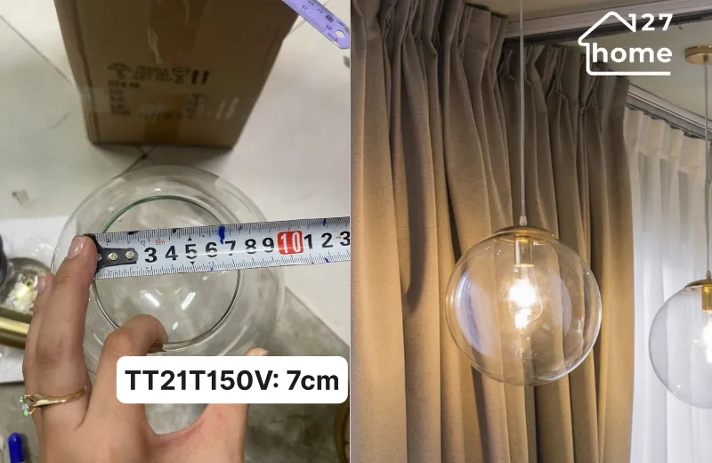 Đèn thả trần Farley TT21 - chất liệu thủy tinh phối hợp kim sơn tĩnh điện