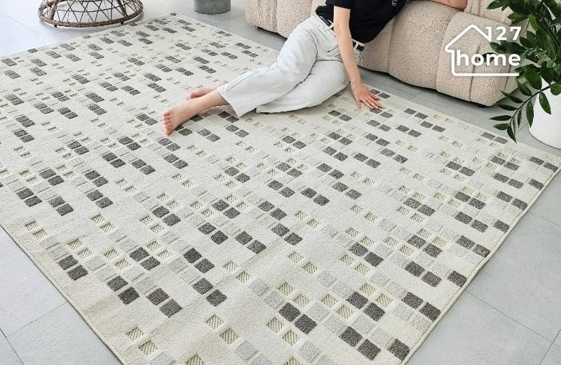 Thảm trải sàn phòng khách dệt 3D Harmony nổi bật với hoạ tiết hình học độc đáo