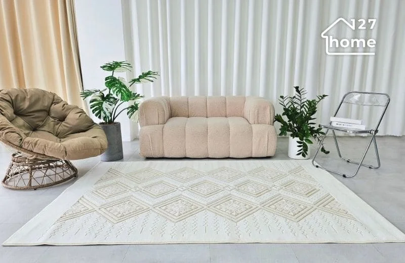 Thảm trải sàn phòng khách dệt 3D Geo - Điểm nhấn ấn tượng cho không gian hiện đại
