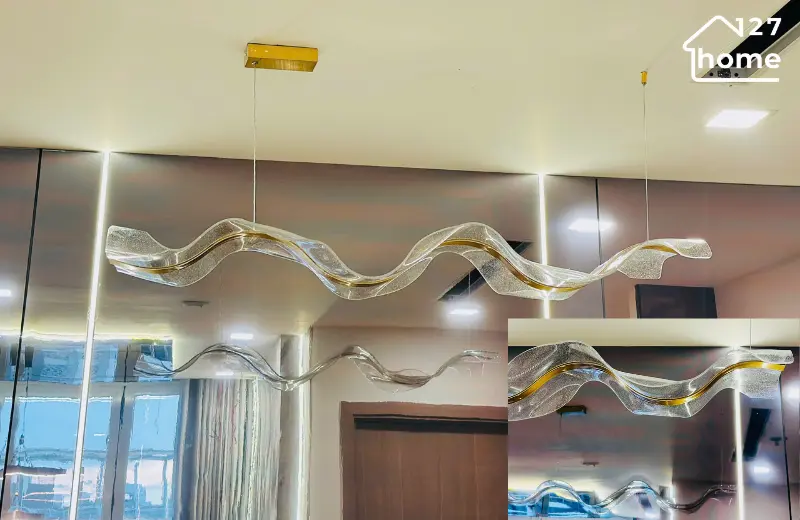 Đèn thả Lune THD141 - chất liệu acrylic phối hợp hơn kim xi vàng sang trọng