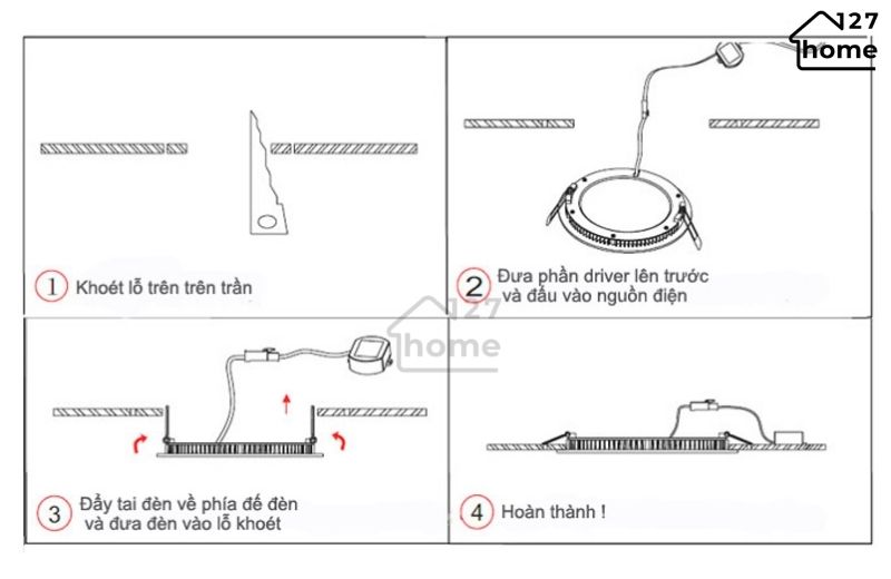 Đèn âm trần thường được lắp cho những không gian hiện đại và sang trọng