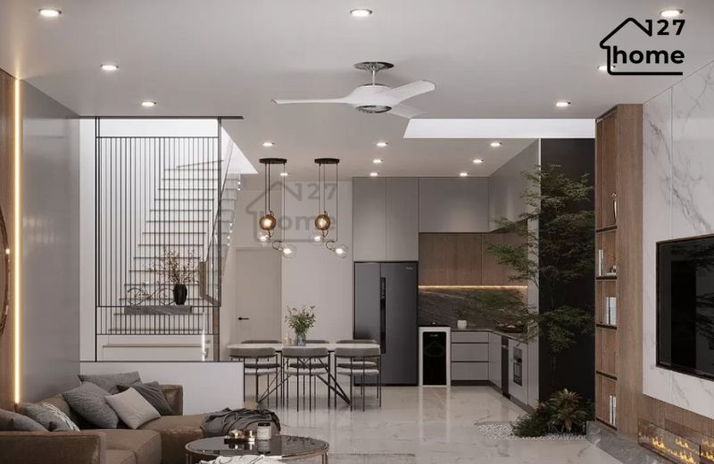 Mặt bằng trần phẳng thường xuất hiện trong các căn hộ và nhà phố hiện đại
