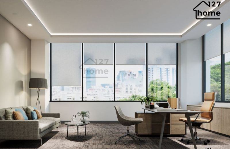 Trần thạch cao giật cấp tạo nên mặt bằng trần đa tầng, cho phép linh hoạt trong việc bố trí đèn