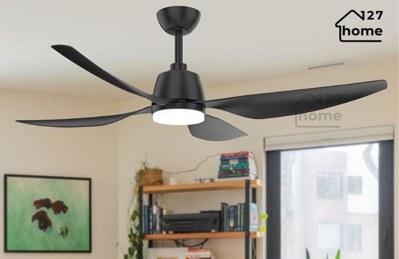 Quạt trần đèn LED 4 cánh có kích thước trung bình, làm mát hiệu quả cho phòng 20-30m2