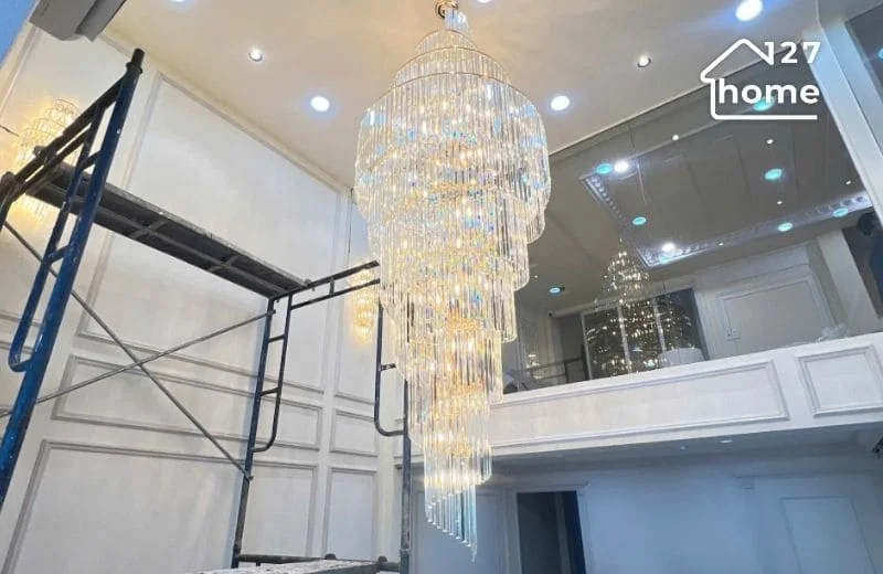 Đèn thả trần pha lê dạng ống