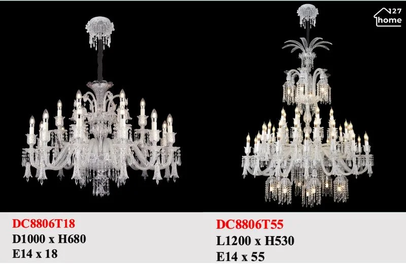 Thông tin chi tiết về Đèn Chùm Nến Pha Lê Freedom DC8806T18 và DC8806T55