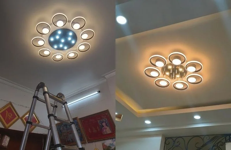 Ảnh thực tế đèn ốp trần mica OT41T9