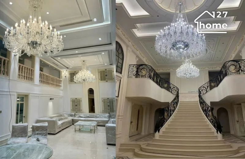 Mẫu đèn chùm pha lê trang trí khách sạn, nhà hàng - tiệc cưới