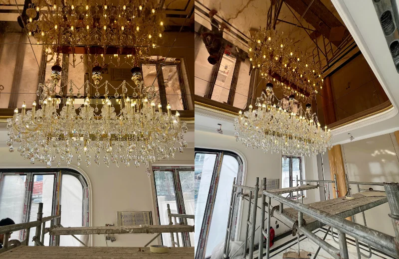 Quá trình lắp đặt, thi công Đèn Chùm Pha Lê DC5263N44