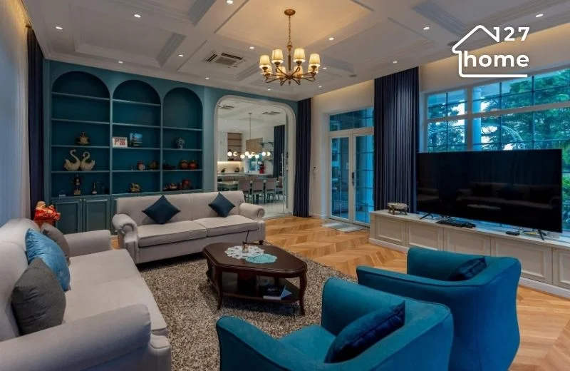 Đèn chùm giúp tăng giá trị thẩm mỹ cho phòng khách