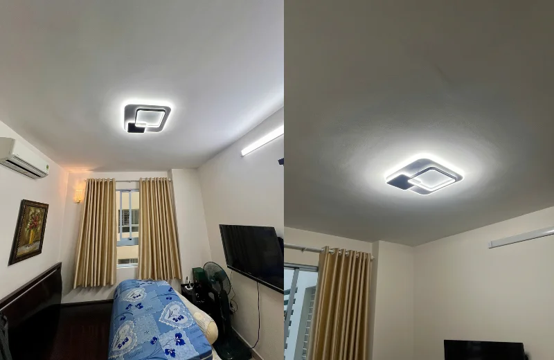 Ảnh thật Đèn Ốp Trần Mica OT120 lắp đặt tại nhà khách 