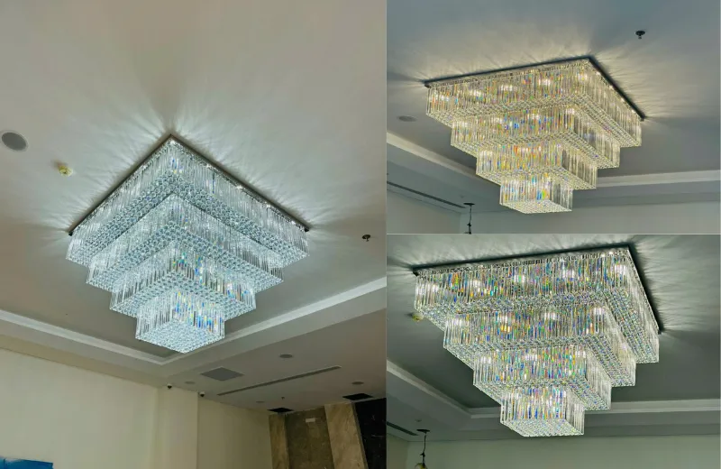 Đèn ốp trần - thiết kế pha lê ánh sáng led 3 chế độ