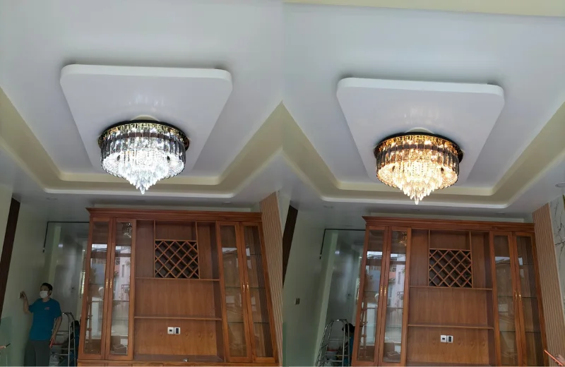 Ảnh thật Đèn Ốp Trần Pha Lê OTPL8137T800 tại nhà khách