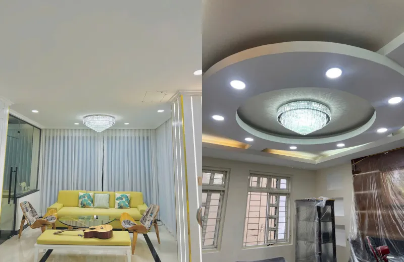 Đèn ốp trần - thiết kế ốp trần pha lê trang trí phòng khách