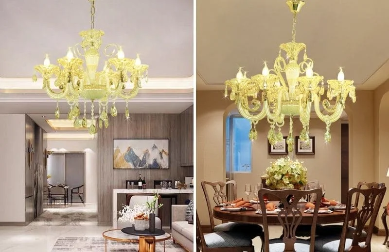 Phối cảnh của mẫu đèn chùm nến pha lê DC9087