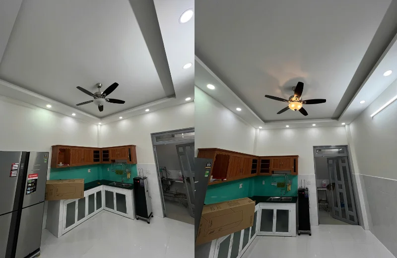 Ảnh thật Quạt Trần Đèn QT57 lắp đặt tại nhà khách