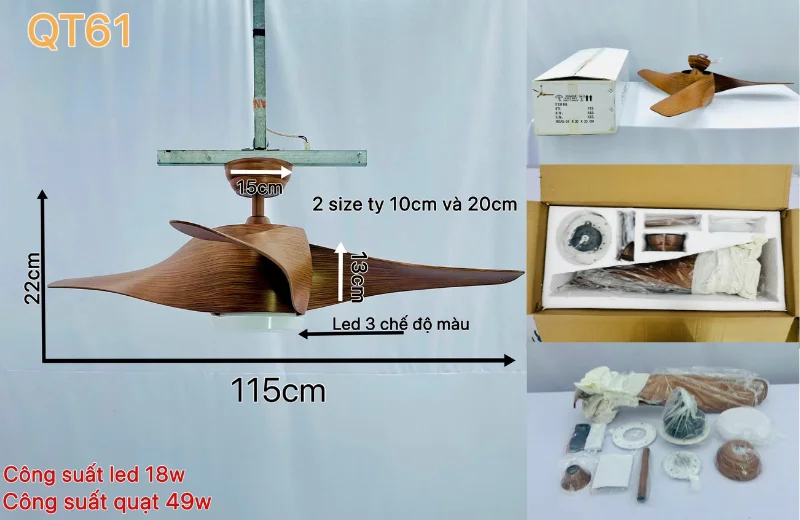 Thông số chi tiết Quạt Trần Đèn QT61 