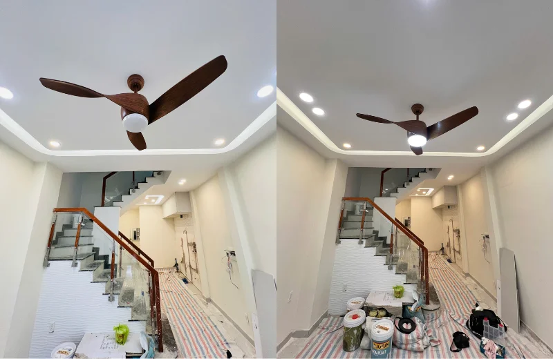 Ảnh thật Quạt Trần Đèn QT61 tại nhà khách 