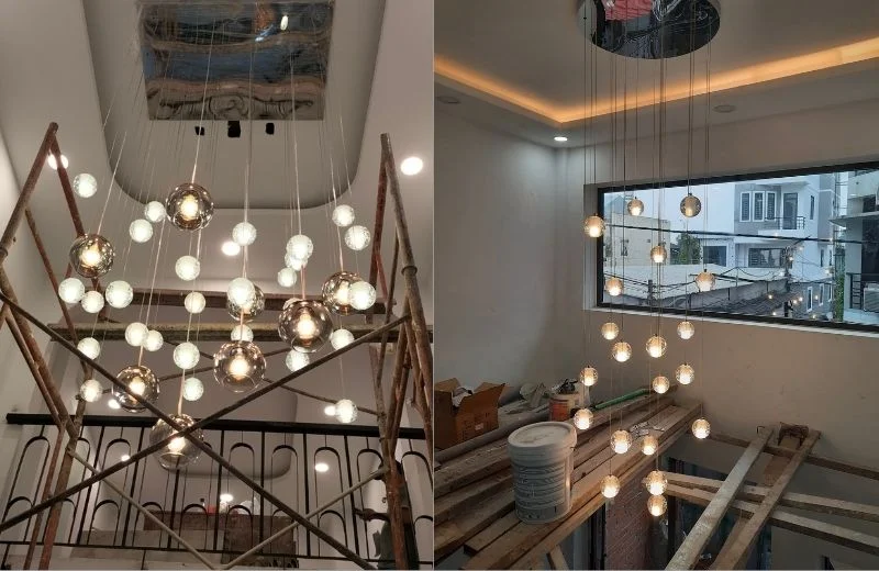 Thi công đèn thả hiện đại THD02