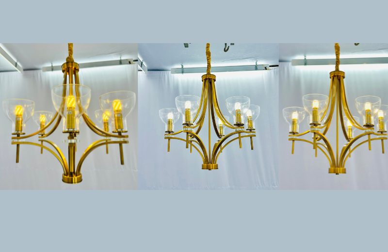 Đèn Chùm DC458T6 với led ba chế độ , kết hợp chụp thủy tinh trong suốt giúp ánh sáng vàng lan tỏa ấm áp và sang trọng