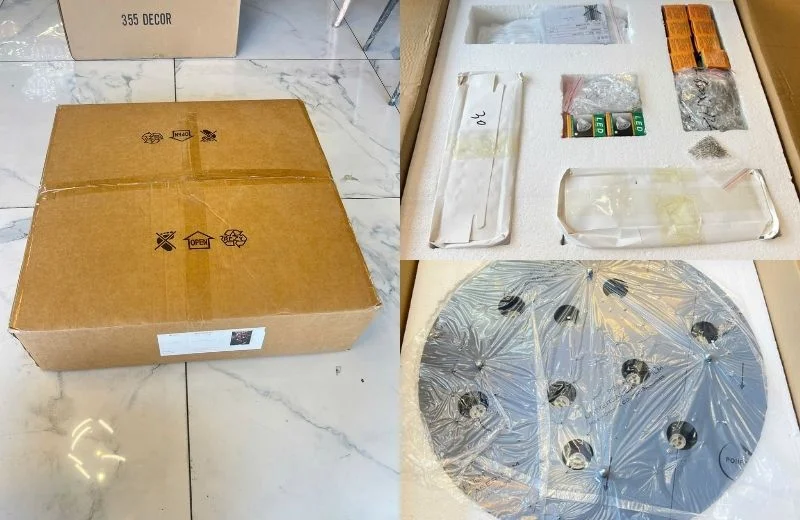 Bao bì đóng gói đèn thả pha lê TPL127 tại 127 HOME